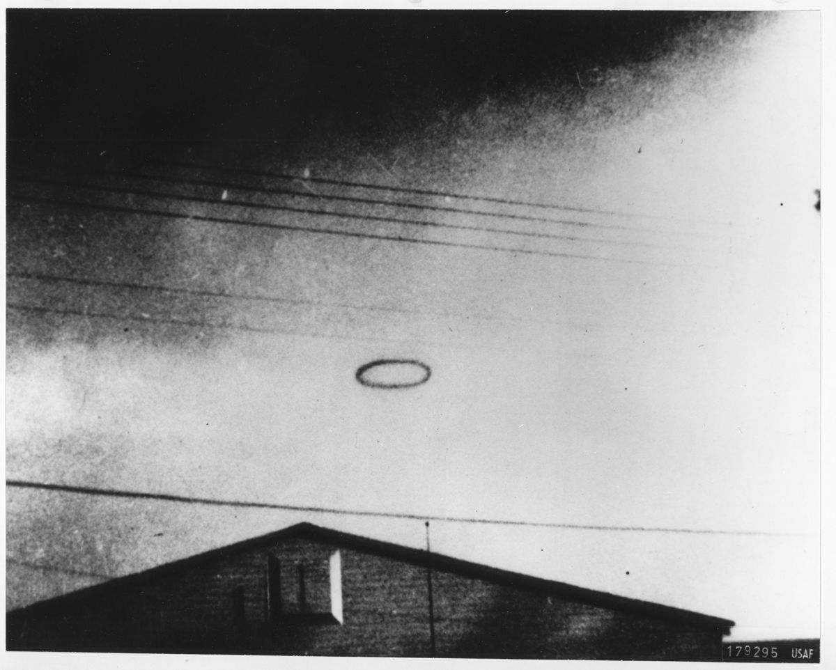 Black-and-white photograph from the scientific study of UFOs, Fort Belvoir